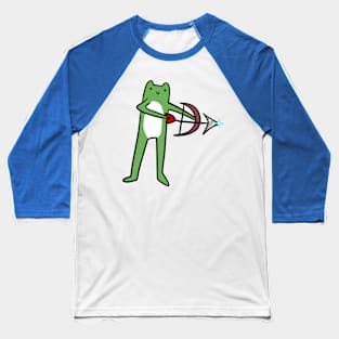 Long-Legged Archer Frog with Bow and Arrow Baseball T-Shirt